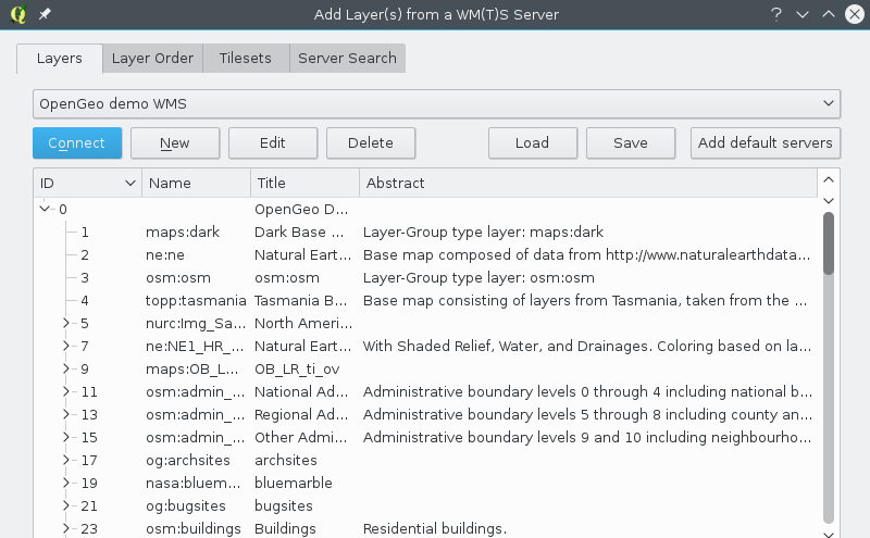 Discovering WMS layers with QGIS