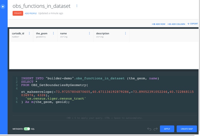 Query OBS Function in empty dataset