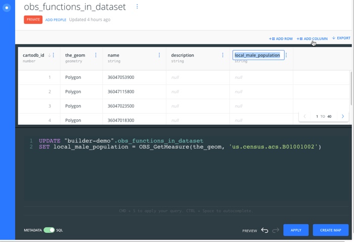 Query local male population and apply to data