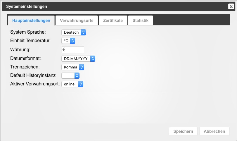 Admin Systemeinstellungen