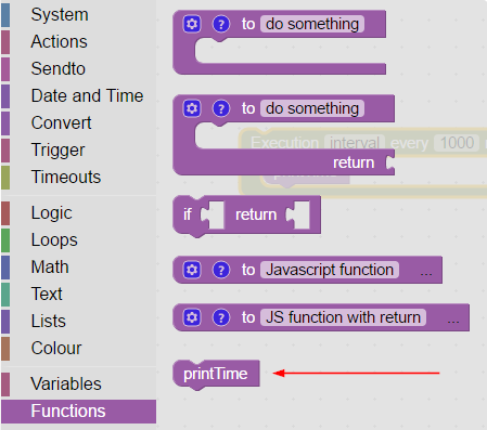 Create function from blocks with no return value